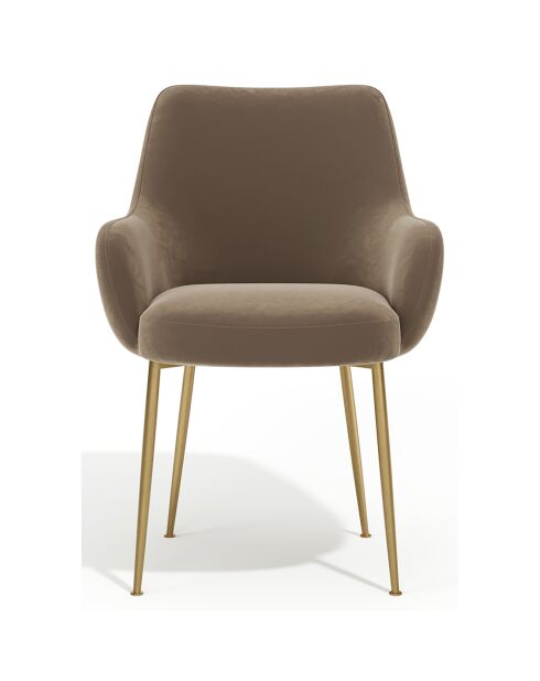 2 Petits Fauteuils Rakel Velours Pieds brossés taupe - 82x64x55 cm