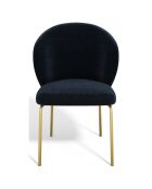2 Chaises Aria Tissu tramé toucher doux bleu foncé - 87x57x54 cm