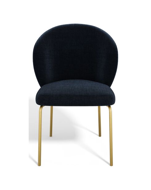 2 Chaises Aria Tissu tramé toucher doux bleu foncé - 87x57x54 cm