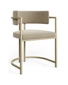 Chaise Ava en Velours beige taupe  - 56x49.5x76 cm