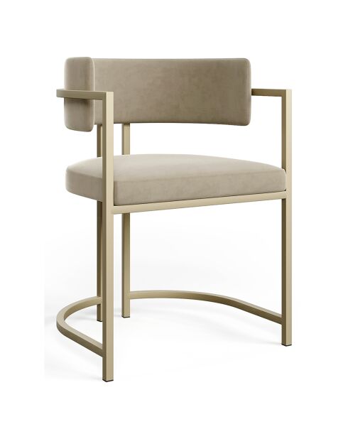 Chaise Ava en Velours beige taupe  - 56x49.5x76 cm