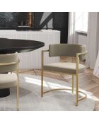 Chaise Ava en Velours beige taupe  - 56x49.5x76 cm