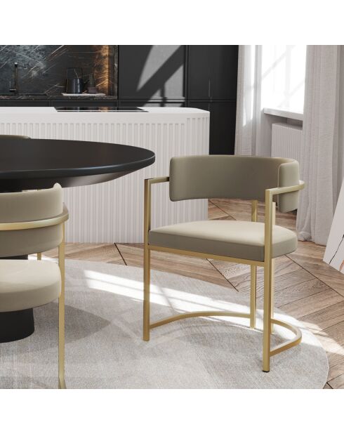 Silla Ava de terciopelo beige topo - 56x49,5x76 cm