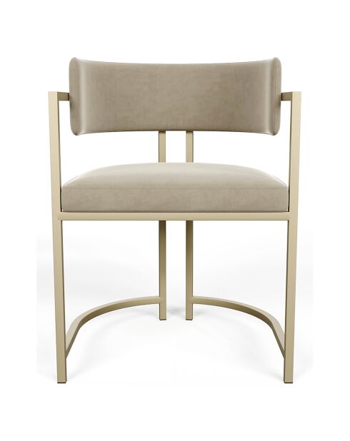 Chaise Ava en Velours beige taupe  - 56x49.5x76 cm