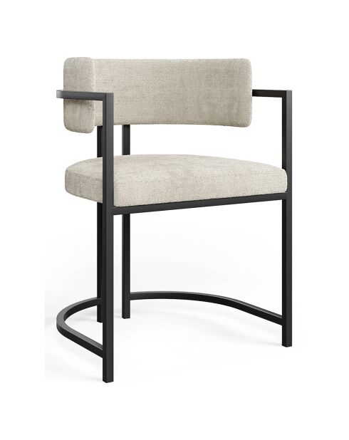 Chaise Ava en Velours texturé crème   - 56x49.5x76 cm