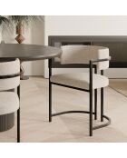 Chaise Ava en Velours texturé crème   - 56x49.5x76 cm