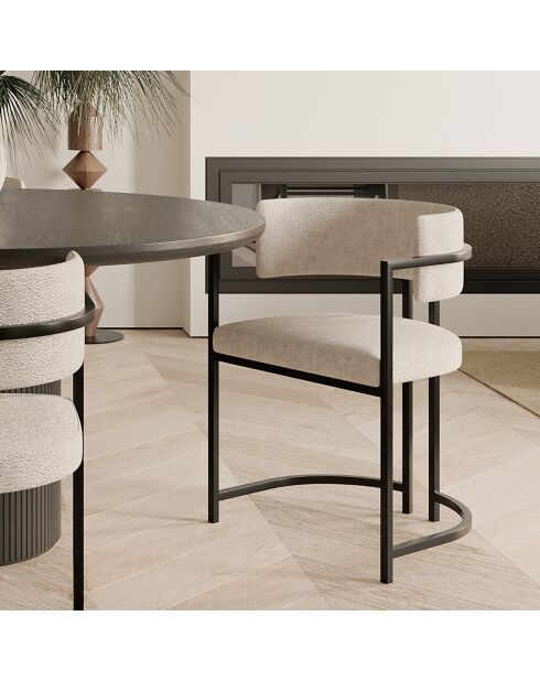 Chaise Ava en Velours texturé crème   - 56x49.5x76 cm