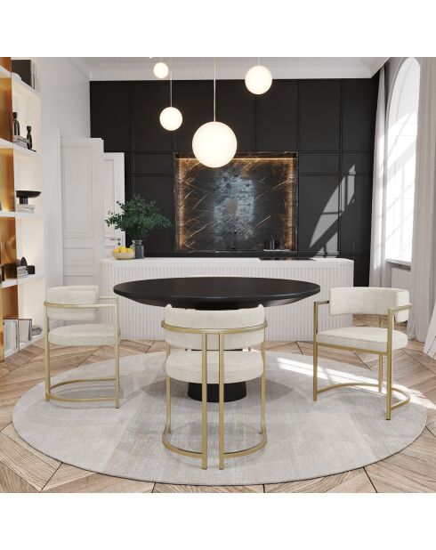 Sedia Ava in velluto testurizzato crema - 56x49,5x76 cm