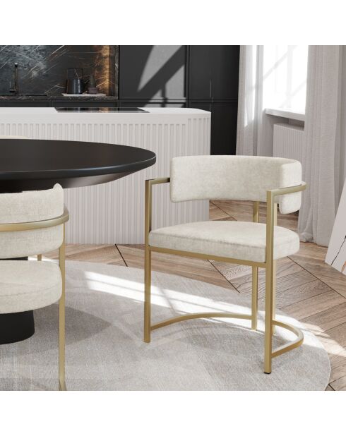 Chaise Ava en Velours texturé crème   - 56x49.5x76 cm