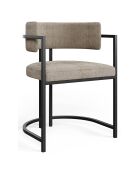 Chaise Ava en Velours texturé taupe  - 56x49.5x76 cm