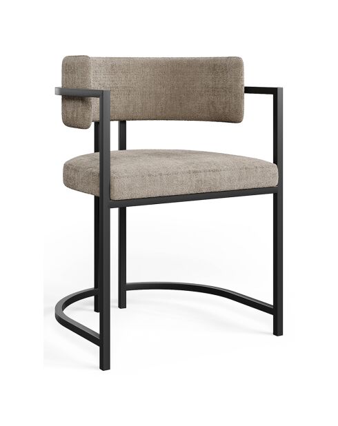 Chaise Ava en Velours texturé taupe  - 56x49.5x76 cm