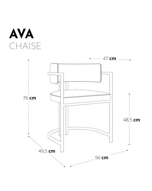Chaise Ava en Velours texturé crème   - 56x49.5x76 cm