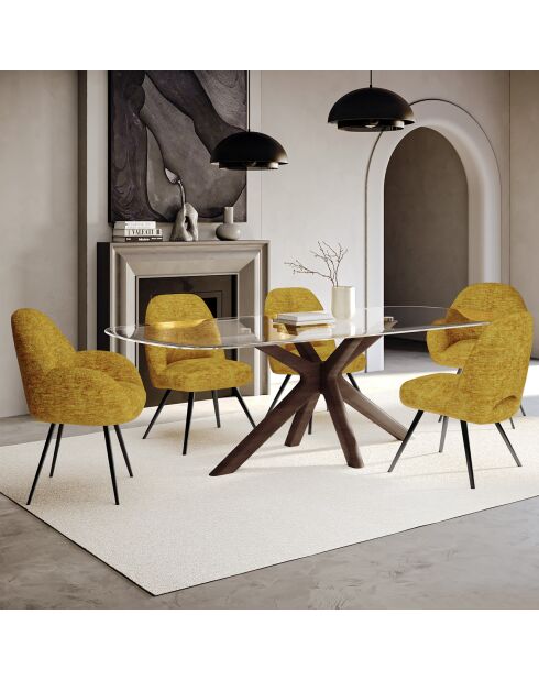 2 Chaises rotatives Magda en Velours moutarde - 51x63x85.5 cm
