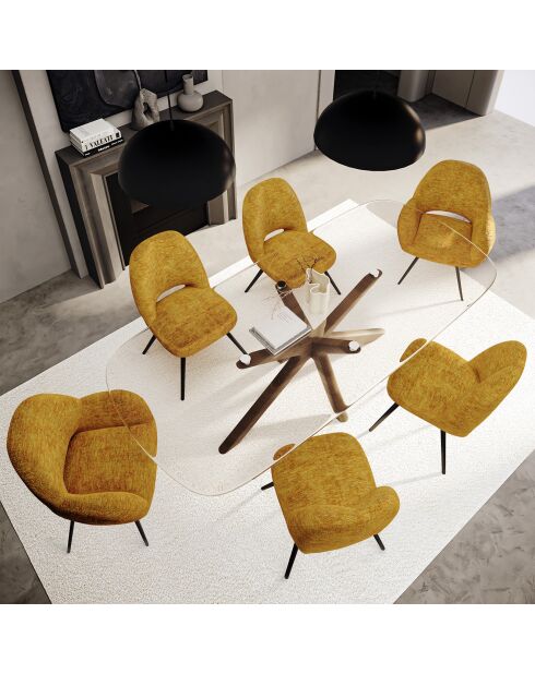 2 Chaises rotatives Magda en Velours moutarde - 51x63x85.5 cm