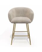2 Tabourets de bar Tess en Velours tramé beiges - 60x59.5x91 cm