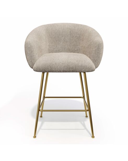 2 Tabourets de bar Tess en Velours tramé beiges - 60x59.5x91 cm
