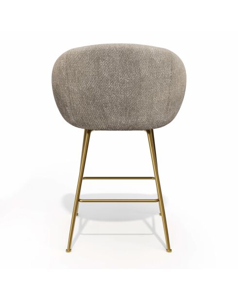 2 Tabourets de bar Tess en Velours tramé beiges - 60x59.5x91 cm