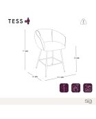 2 Tabourets de bar Tess en Velours tramé beiges - 60x59.5x91 cm