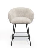 2 Tabourets de bar Tess en Velours tramé crème - 60x59.5x91 cm