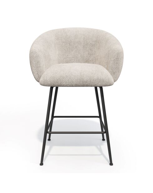 2 sgabelli da bar Tess in velluto intrecciato color crema - 60x59,5x91 cm