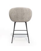 2 Tabourets de bar Tess en Velours tramé crème - 60x59.5x91 cm