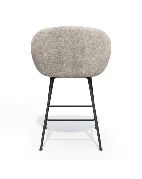 2 sgabelli da bar Tess in velluto intrecciato color crema - 60x59,5x91 cm