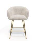 2 Tabourets de bar Tess en Velours tramé crème - 60x59.5x91 cm