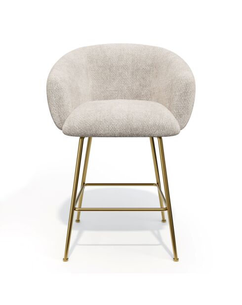 2 Tabourets de bar Tess en Velours tramé crème - 60x59.5x91 cm