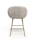 2 Tabourets de bar Tess en Velours tramé crème - 60x59.5x91 cm