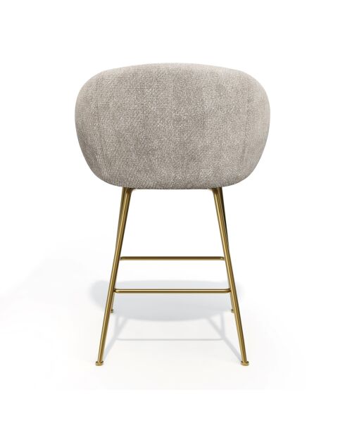 2 Tabourets de bar Tess en Velours tramé crème - 60x59.5x91 cm