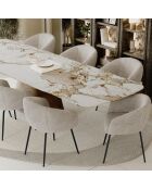 2 Petits fauteuils Tess en Velours tramé beiges - 57.5x60x75 cm