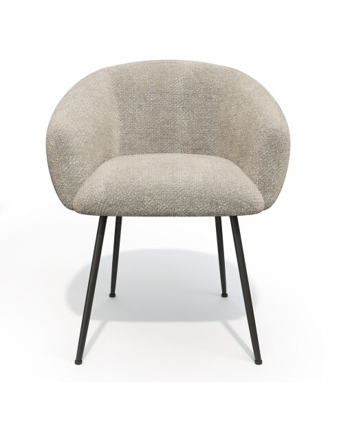 2 Petits fauteuils Tess en Velours tramé beiges - 57.5x60x75 cm