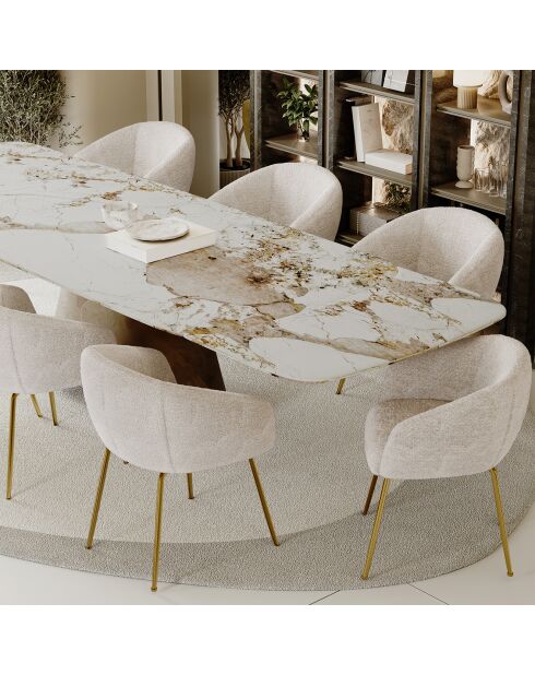 2 Petits fauteuils Tess en Velours tramé crème - 57.5x60x75 cm