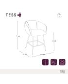 2 Tabourets de bar Tess en Velours tramé crème - 60x59.5x91 cm