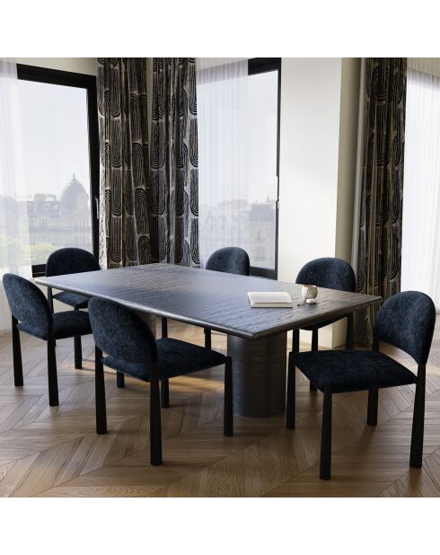 2 Chaises Milo en Velours texturé bleu foncé - 56.5x53x80 cm