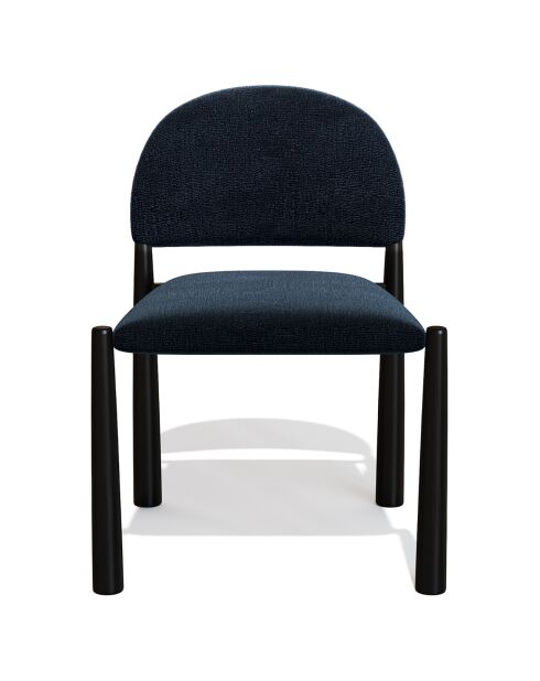 2 Chaises Milo en Velours texturé bleu foncé - 56.5x53x80 cm
