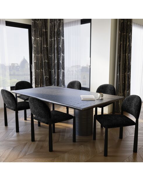2 Chaises Milo en Velours texturé noires - 56.5x53x80 cm