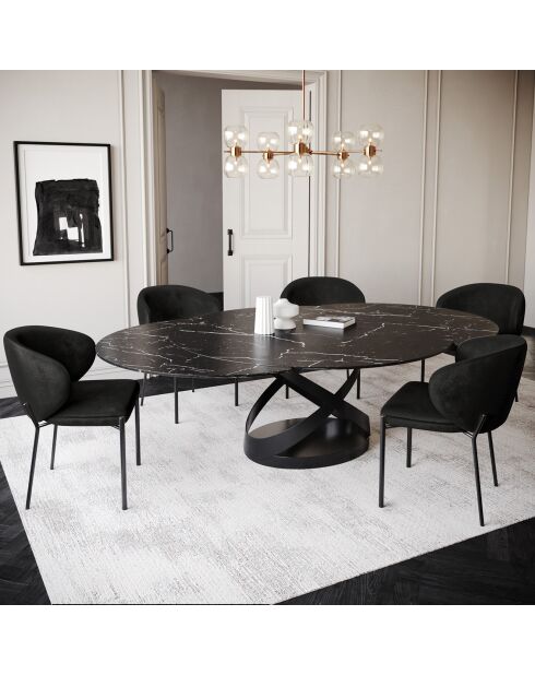 2 Chaises Luca en Velours noires - 60x56x79 cm
