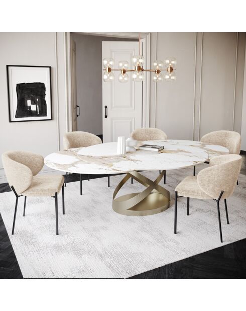 2 Chaises Luca en Velours texturé beiges - 60x56x79 cm