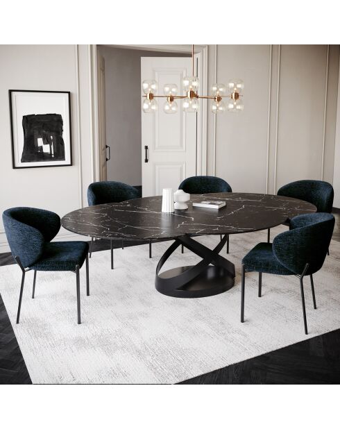 2 Chaises Luca en Velours texturé bleu foncé - 60x56x79 cm