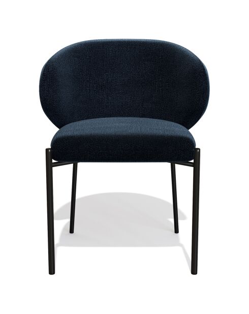 2 Chaises Luca en Velours texturé bleu foncé - 60x56x79 cm