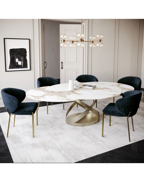 2 Chaises Luca en Velours texturé bleu foncé - 60x56x79 cm