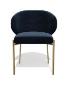 2 Chaises Luca en Velours texturé bleu foncé - 60x56x79 cm