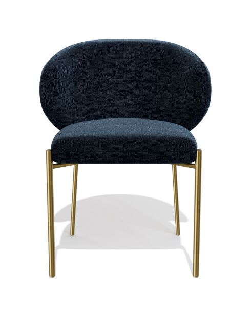 2 Chaises Luca en Velours texturé bleu foncé - 60x56x79 cm