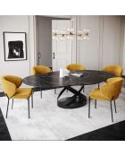 2 Chaises Luca en Velours texturé moutarde - 60x56x79 cm