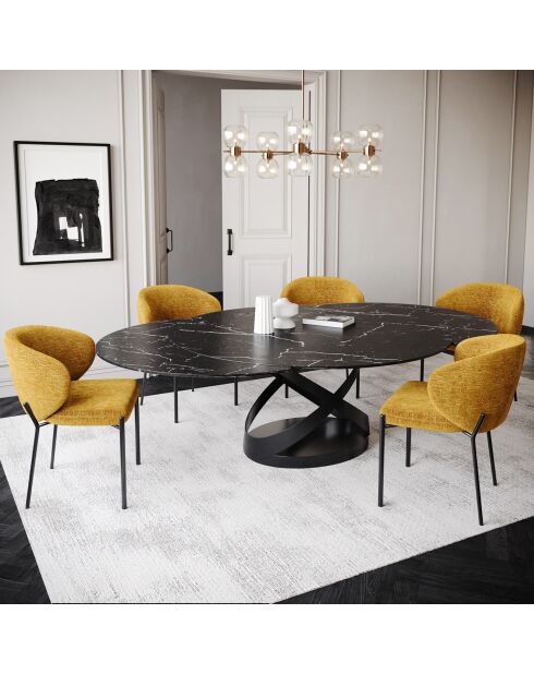 2 Chaises Luca en Velours texturé moutarde - 60x56x79 cm