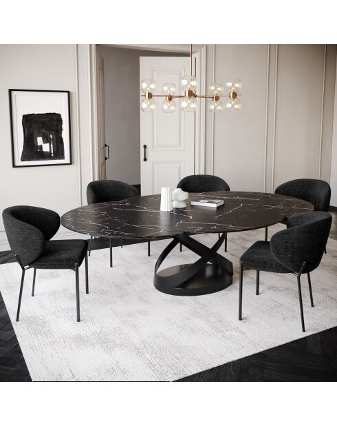 2 Chaises Luca en Velours texturé noires - 60x56x79 cm