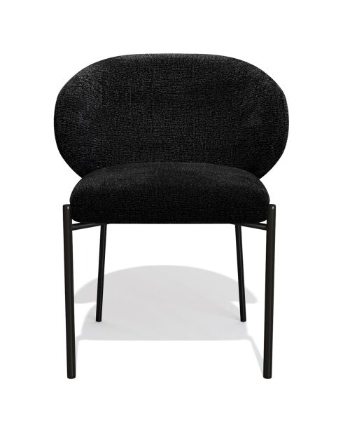 2 Chaises Luca en Velours texturé noires - 60x56x79 cm