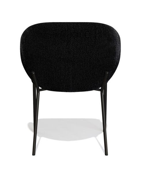 2 Chaises Luca en Velours texturé noires - 60x56x79 cm
