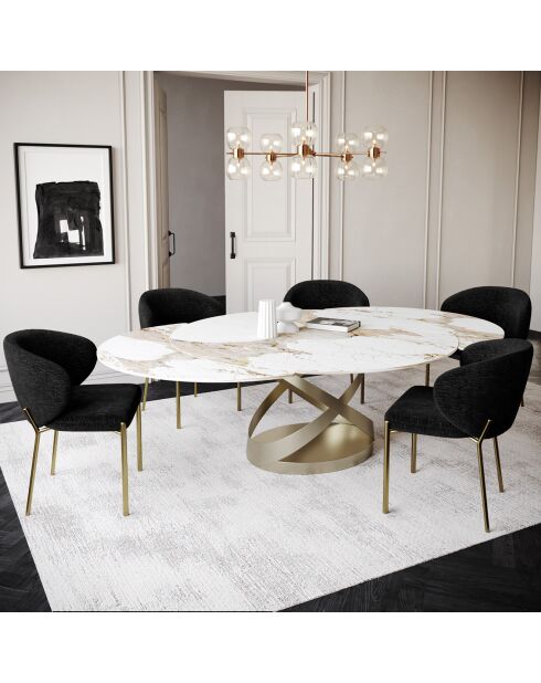 2 Chaises Luca en Velours texturé noires - 60x56x79 cm